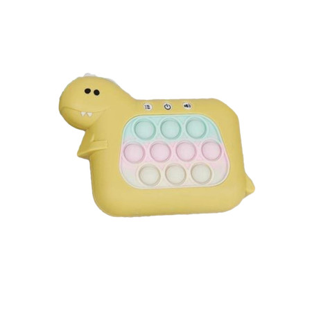 Jucarie Interactiva Pop It Whack A Mole, Cyrax, Tip Consola, Anti-Stres, 4 Moduri de Joc, din ABS si Silicon, +3 Ani, Model Dinozaur, Galben