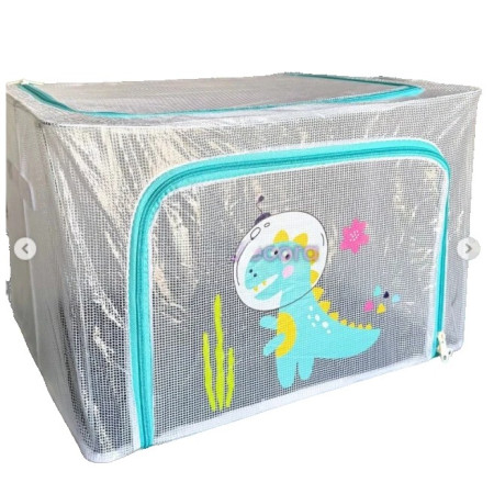 Cutie de Depozitare,  pentru Camera Copiilor, 100L, din PVC, Model Dinozaur, 60 x 42 x 40 cm, Transparent