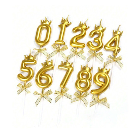 Lumanare pentru Tort Cifra 1, Model Coroana, Gold, Cyrax, Party
