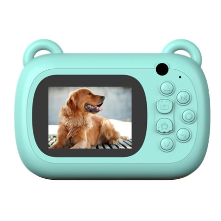 Camera Instantanee pentru Copii, Cyrax, Camera Frontala + Selfie, cu Functie de Printare, Cablu USB-C, Bluetooth, Compatibil iOS/Android, Imprimare APP, Model Dino Love, Albastru