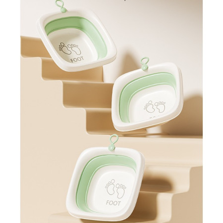 Cada Pliabila pentru Baie pentru Copii, Cyrax, Cadita pentru Bebelusi, Model Patrat pentru Picioare, Verde, 32x27.5x3.7 cm, 4 L