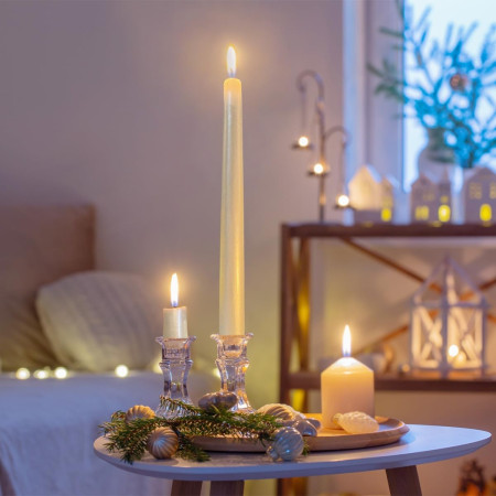 Lumanare Decorativa,  pentru Masa, 25 cm, din Parafina, fara Fum, Ardere 7.5h, Alb