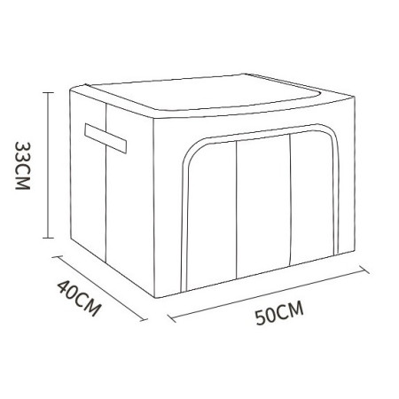 Cutie de Depozitare Pliabila,  Cu Fereastra si Fermoar Dublu, 66 L, Textil Premium, 50x40x33 cm, Cadru Metalic, Impermeabila, Maro