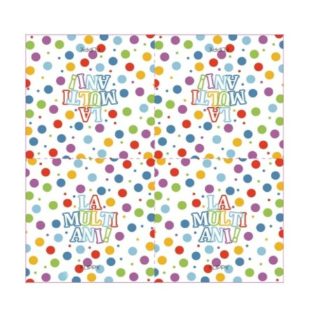 Set 20 Servetele de Masa, Cyrax, Colectia LA MULTI ANI, 33 x 33 cm, din Hartie, Multicolor