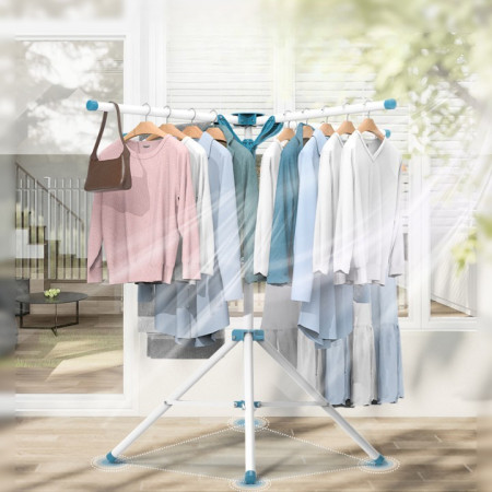 Uscator de  Rufe,  Tip Umbrela, Pliabil, Telescopic, pentru Interior-Exterior, cu Patru Tije, Picior Anti-Alunecare, Inaltime Ajustabila, 108 pana la 165 cm