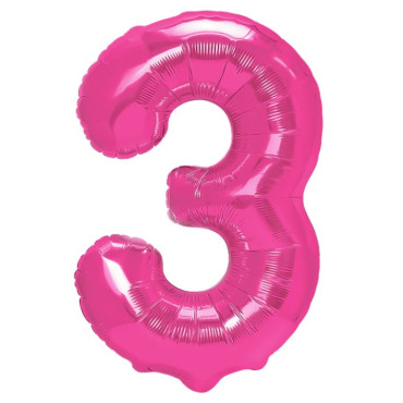 Balon din Folie Metalizata, Cyrax, Figurina Cifra, Model 3, Tema Aniversare 100 cm, Ambalaj Individual, Pai Inclus, Umflare cu Aer sau Heliu, Roz