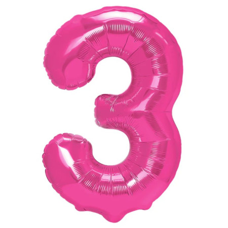 Balon din Folie Metalizata, Cyrax, Figurina Cifra, Model 3, Tema Aniversare 100 cm, Ambalaj Individual, Pai Inclus, Umflare cu Aer sau Heliu, Roz