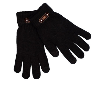 Manusi de Barbat,  Model Tricotat, Functie Touchscreen (ecran tactil), Material Acril, Manseta Elastica, Interior Catifelat, Marime Universala, Negru