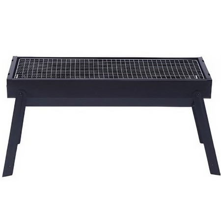 Gratar Portabil, Cyrax, Confectionat din Metal, pentru Picnic, Gradina, Terasa, Camping, Dimensiuni Reduse, 60x22x23 cm, Negru