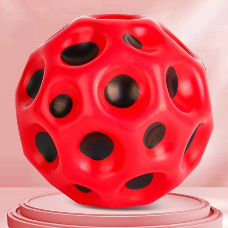 Minge Saltareata Hiperelastica, Cyrax, Space Moon Ball foarte Elastica, Antistress pentru Copii, Diametru 66 mm, Rosu