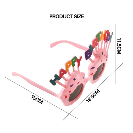 Ochelari Happy Birthday, Cyrax, Tematica Aniversare, Protectie Soare, din Plastic, Model Prajiturele, 18.5x11.5 cm, Roz