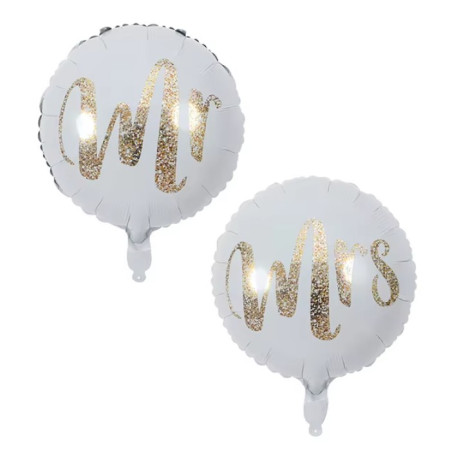 Balon din Folie Metalizata, Cyrax, Figurina Cerc, Model MR, Tematica Nunta, 45 cm, Ambalaj Individual, Pai Inclus, Umflare cu Aer sau Heliu, Alb