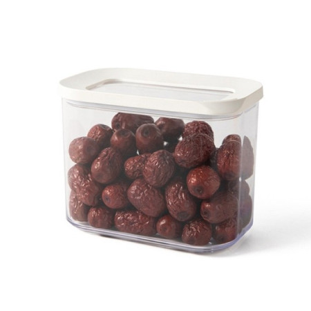 Set 5 Cutii de Depozitare Alimente, Cyrax, Capac Alb, din ABS+Silicon, 23 x 15 x 27 cm, Transparent