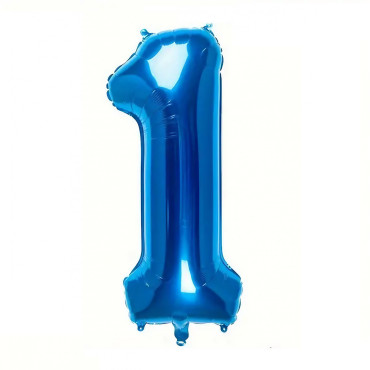 Balon din Folie Cyrax, Cifra 1, 81 cm, Pentru Aer sau Heliu, Bulk, Albastru