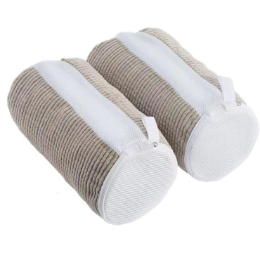 Geanta pentru Spalare Incaltaminte,  pentru Masina de Spalat, cu Fibre Pufoase in Interior, cu Fermoar, Curatare 360 de Grade, 39x19 cm, Gri deschis