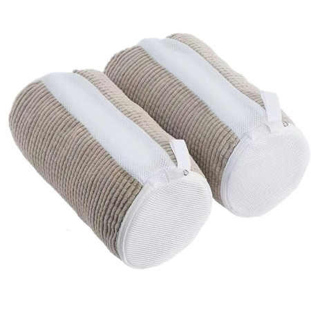 Geanta pentru Spalare Incaltaminte,  pentru Masina de Spalat, cu Fibre Pufoase in Interior, cu Fermoar, Curatare 360 de Grade, 39x19 cm, Gri deschis