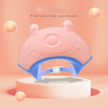 Cyrax Viziera de Protectie Baie Pentru Copii, Fippy, Model Broasca, Dimensiune ajustabila, Durabil, Usor de curatat, Impotriva Samponului, pentru Ochi si Urechi, TPE+PP, 24x23 cm, Roz