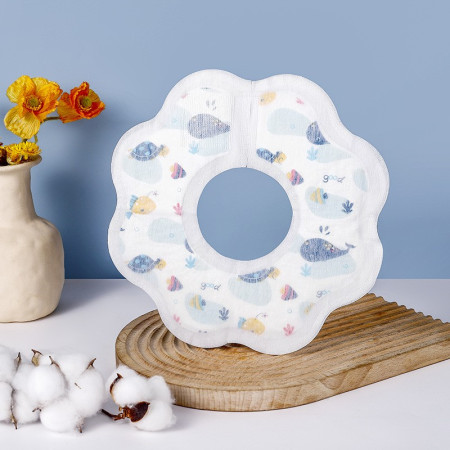 Set 10 Bavete de Unica Folosinta, Cyrax, Model Animalute Marine, pentru Bebelusi, din Bumbac, Impermeabil, 28 x 28 cm, Alb/Albastru