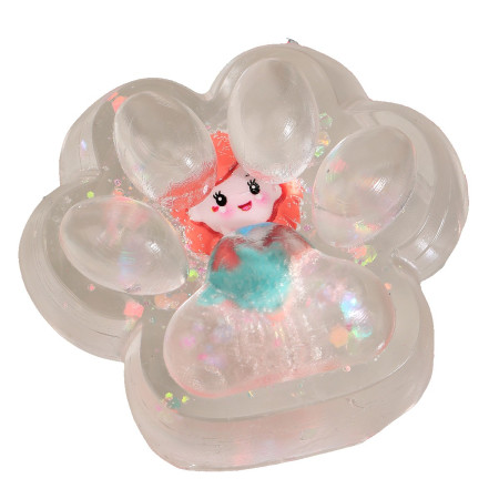 Jucarie Antistres Squishy, Cyrax, Labuta de Pisica Pufoasa, cu Revenire Lenta, 7 x 6.5 cm, Model Printesa, Multicolor