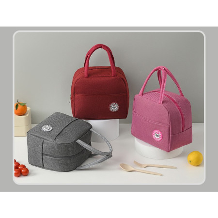 Geanta Termica pentru Pranz, Cyrax, Multifunctionala, Compartimentata, Impermeabila, cu Manere, Buzunar Exterior, 22x14x19 cm, Roz