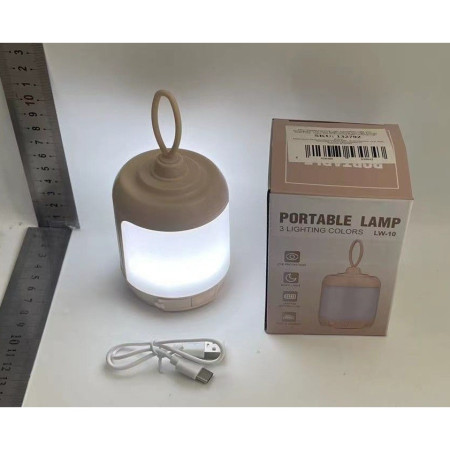 Mini Lampa LED de Camping,  pentru Aer Liber, Reincarcabila USB Type C, 3 Trepte de Lumina, Portabila, 13.8 x 6.5 cm, 5V, Alb