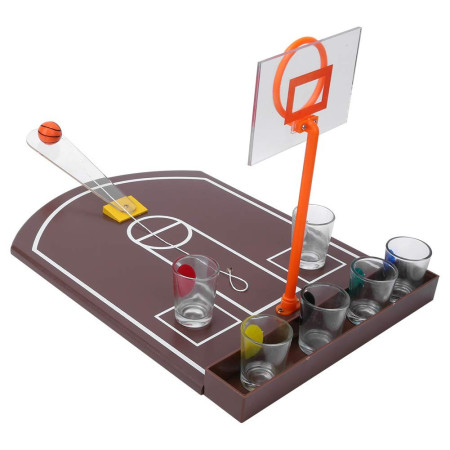 Joc de baut tip baschet Cyrax, arunca mingea si accepta provocarea, pahare de shot din sticla, 30 x 22.5 x 24 cm, multicolor