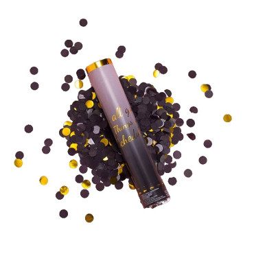 Tun Confetti Petrecere, Cyrax, Lungime 30 cm, Negru/Auriu