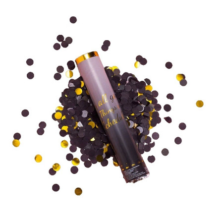 Tun Confetti Petrecere, Cyrax, Lungime 30 cm, Negru/Auriu