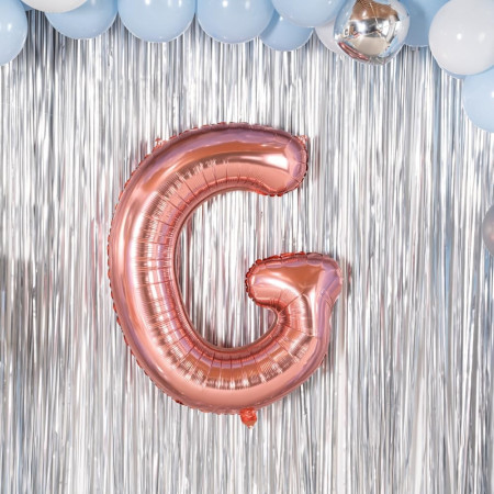 Balon Folie Metalizata Litera G, Cyrax, 100 cm, Umflati cu Heliu sau Aer, Ambalaj Individual, Pai inclus, Rose Gold