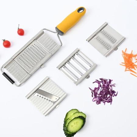 Razatoare multifunctionala Cyrax, Inox, 4 tipuri de lame, usor de manevrat, maner din ABS ergonomic,33 x 8.6 cm, periuta curatare inclusa, Lame interschimbabile, Argintiu