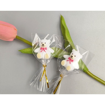 Lumanare de Tort, Cyrax, Model Ursulet, Party, 8 x 3.2 cm, Alb