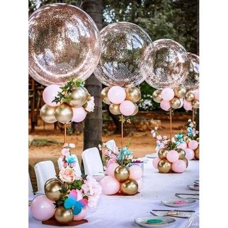 Suport de Masa pentru Baloane, Cyrax, Accesoriu Decorativ, din Plastic, 70 cm, Transparent