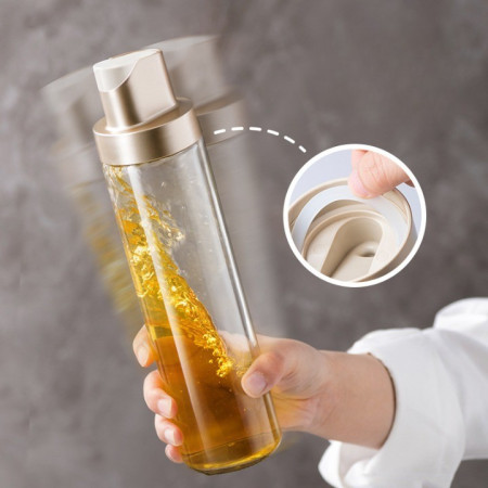 Dispenser pentru Ulei, Cyrax, Deschidere si Inchidere Automata a Rezervorul, cu Inductie Gravitationala, 500 ml, 26.1x6.2x6.2cm, Gri