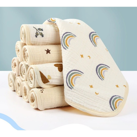 Prosop Absorbant, Cyrax, din Bumbac, 25 x 25 cm, Model Curcubeu, cu Agatatoare, Bej