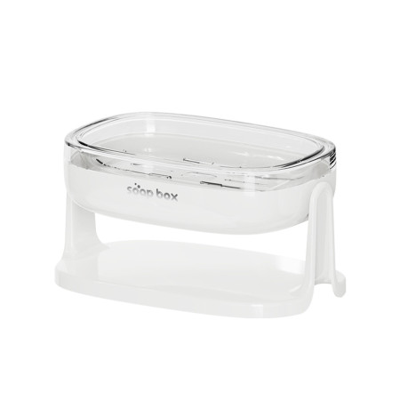 Savoniera cu Suport 2 in 1,  Pentru Perete sau Blat, PET, Scurgere Optima, Alb