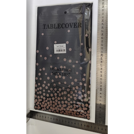 Fata de Masa, Cyrax, din PEVA, Imprimeu Buline Roz, 137 x 274 cm, Impermeabila, Fara Pete, Curatare Rapida, Negru