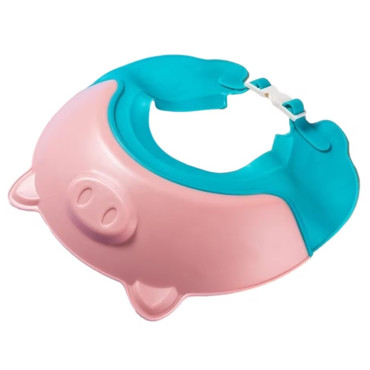 Cyrax Viziera de Protectie Baie Pentru Copii, Fippy, Model Purcelus, Dimensiune ajustabila, Durabil, Usor de curatat, Impotriva Samponului, pentru Ochi si Urechi, TPE+PP, 23x23 cm, Roz