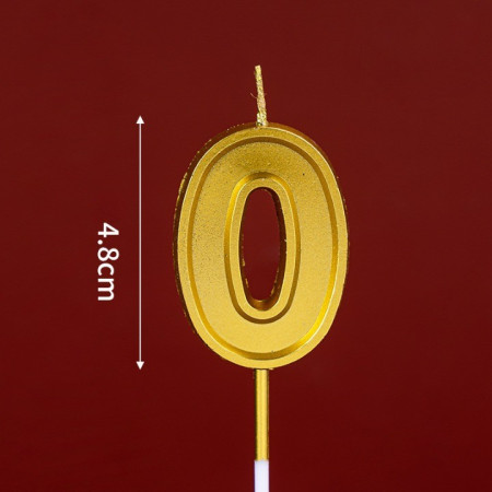 Lumanare pentru Tort Cifra 0, Cyrax, 4.8 cm, Aniversare, Aurie