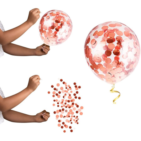 Set 10 Baloane din Latex, Cyrax, Model Party Bride To Be, 30 cm, 2.8 g, Transparent, cu Confetti, Roz
