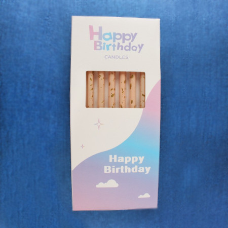 Set 6 Lumanari Lungi, Cyrax, din Parafina, 10 x 0.5 cm, Happy Birthday, Oranj Pal