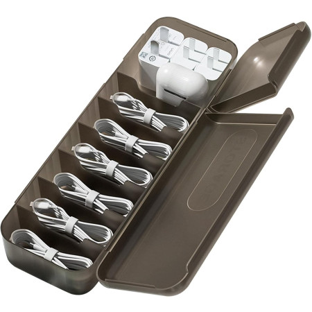 Cutie Organizatoare pentru Cabluri,  din Plastic, 28 x 9 x 6 cm, Gri