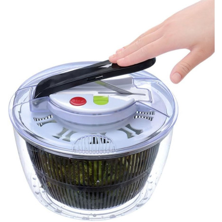 Uscator Manual pentru Salata si Verdeturi, Cyrax, Plastic, 20x20x25 cm, Capacitate 5L, Negru