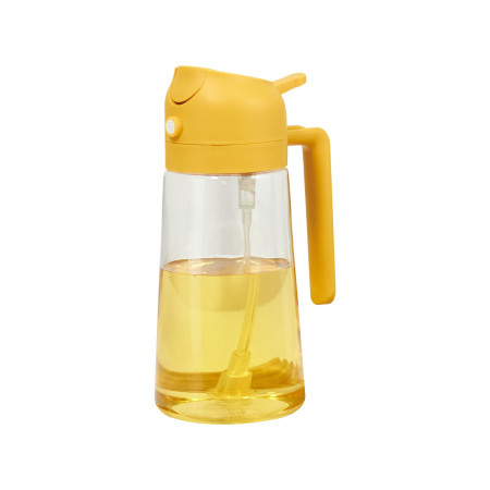 Recipient Ulei 2 in 1, Cyrax, Functie Spray & Turnare, din Sticla, Fara Scurgere, 18.5 x 7.7 cm, 470 ml, Galben