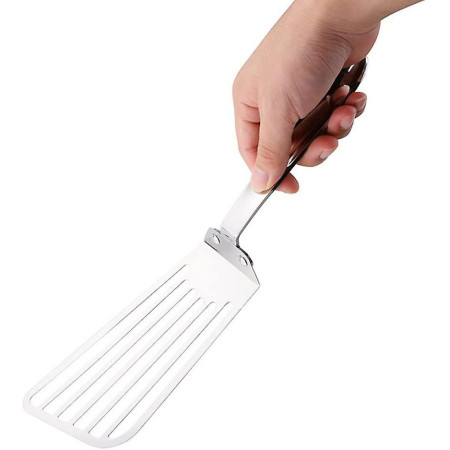 Spatula flexibila Cyrax, Fish Turner, din otel, durabila, cu margini subtiri pentru taiere, pentru carne, oua, peste, multifunctionala, argintiu