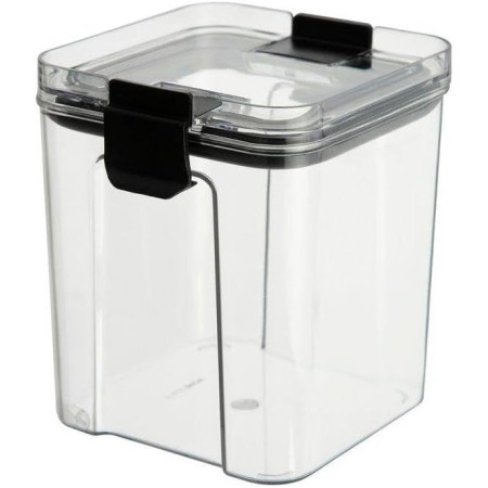 Set 4 Recipiente Depozitare Alimente,  Cyrax, pentru Organizare Bucatarie, cu Inchidere Ermetica, Transparent, Plastic fara BPA, Compatibile cu Masina de Spalat Vase, Diferite Dimensiuni, 350 ml, 1300 ml, 2700 ml, 4600 ml