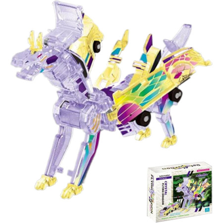 Jucarie Transformabila 2in1, Cyrax, Crystal Wing Flying Dragon, Masina/Dragon, Atractie Magnetica, Fluorescent, +3 Ani, din ABS, Multicolor