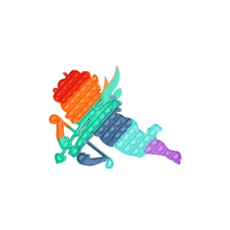 Jucarie antistres din silicon Cyrax, Pop it Now and Flip It , 40x45 cm, Cupidon, Curcubeu