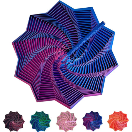 Jucarie Decompresie, Cyrax, Model Stea 3D, DuoChrome, Maner Spirala, Turn Magic Geometric, Multiple Forme, Anti-stress, 11 cm, Albastru/Violet