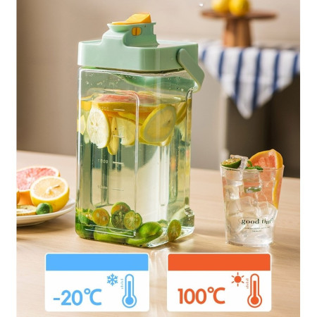 Dozator portabil pentru bauturi Cyrax, 3.5 litri, capac etans, duza deschidere/inchidere, recipent din plastic, gradat, filtru, maner, pentru diverse bauturi, 29.7 x 14.1 x 14.4 cm, verde