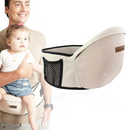 Cyrax Port-Bebe Ergonomic Ajustabil cu Scaun, 3 Pozitii, Bumbac Respirabil, pentru Copii 0-3 Ani, 20 kg Maxim, 25 x 22 x 18 cm, Gri